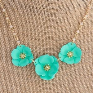 Mint flower trio necklace